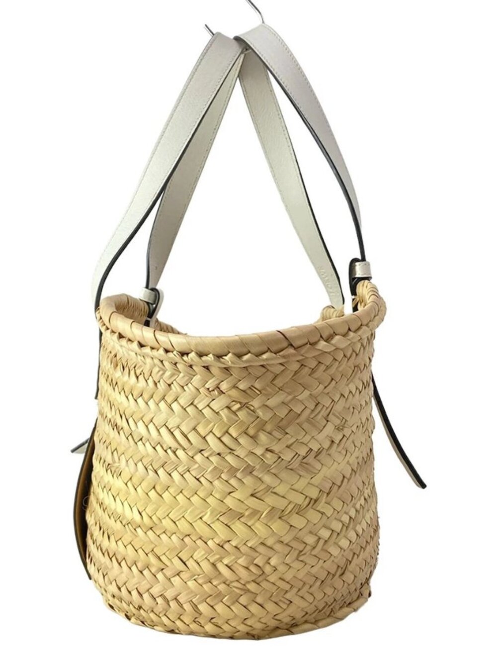 LOEWE Basket A223S93X28 Beige White Palm Leaf Calf Leather Tote Bag - Picture 4 of 15